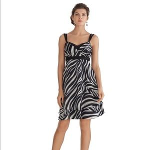 WHBM - Black and White Sleeveless Tiered Fit And Flare Dress in Zebra Pr…